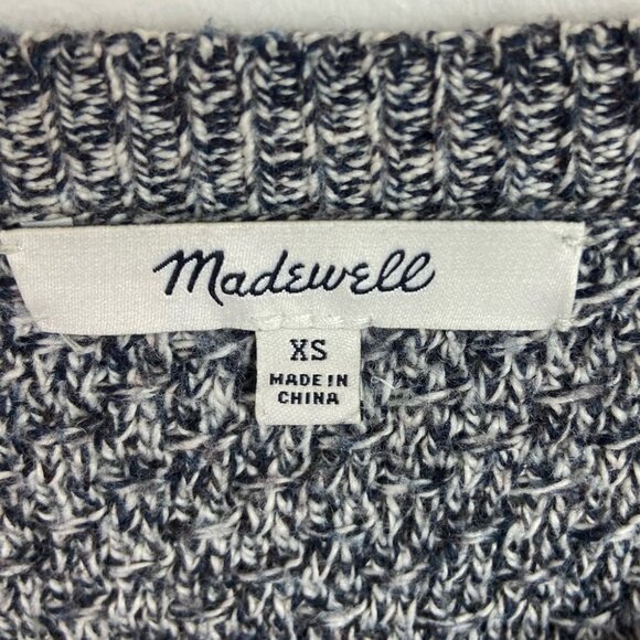 Madewell Landmark Texture Knit Sweater Marled Black Size XS Crew Neck Zipper Top - Picture 4 of 12